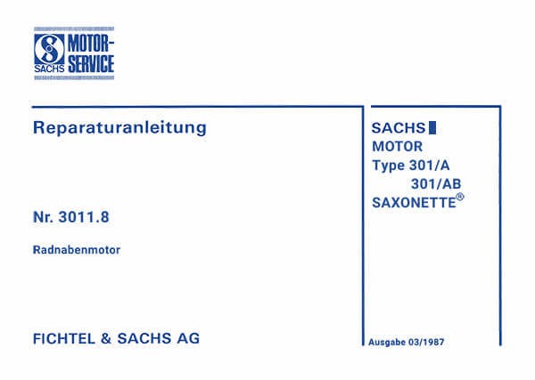 Sachs Saxonette 301A 301AB Reparaturanleitung
