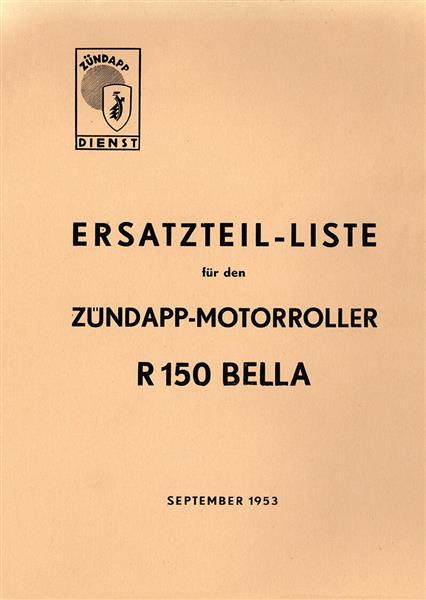 Zündapp Bella R150 Ersatzteilkatalog