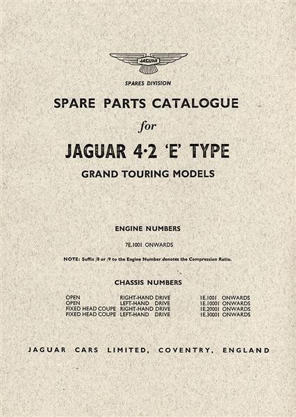 Jaguar E Type Spare Parts Catalogue