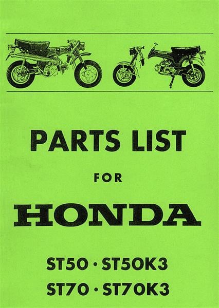 Honda Dax ST50 ST70 ST50K3 ST70K3 Parts List