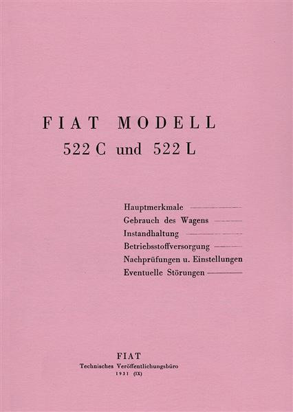 Fiat 522 C und 522 L, Betriebsanleitung