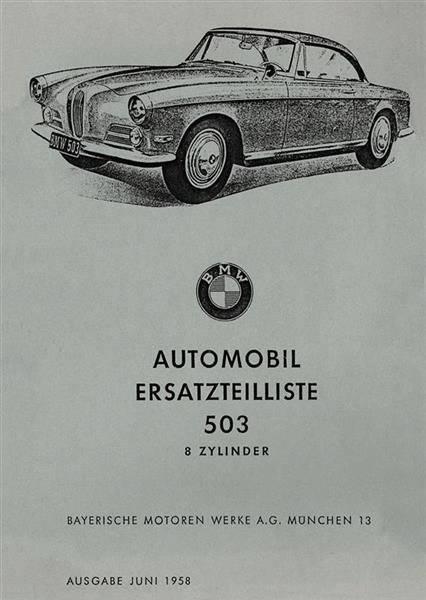 BMW 503, 8-Zylinder Limousine und Cabrio, Ersatzteilkatalog