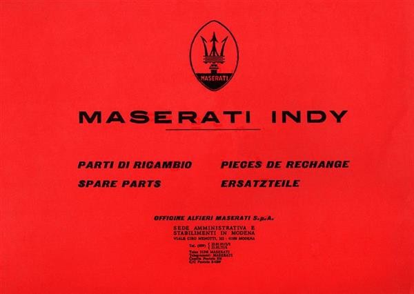 Maserati Indy Ersatzteilkatalog