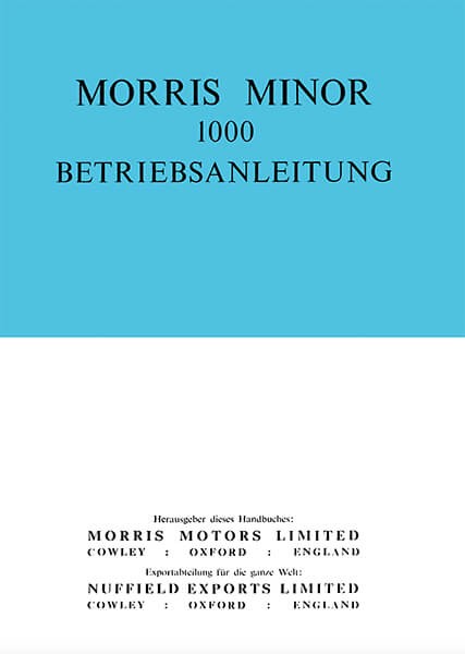 Morris Minor 1000 Betriebsanleitung