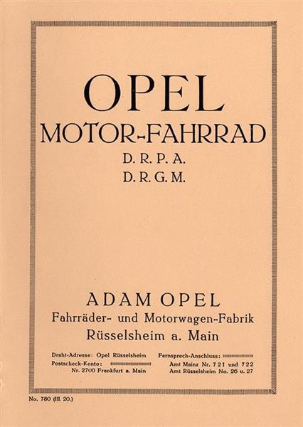 Opel Motor-Fahrrad mit 1,6 PS Betriebsanleitung