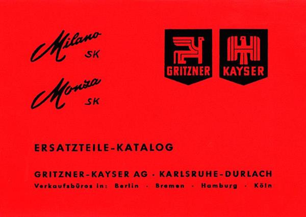 Gritzner-Kayser Milano SK und Monza SK Ersatzteilekatalog