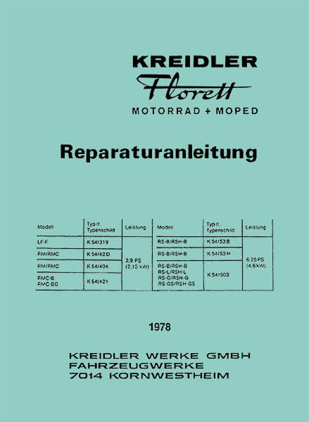 Florett Motorrad und Moped Typ 54 Reparaturanleitung