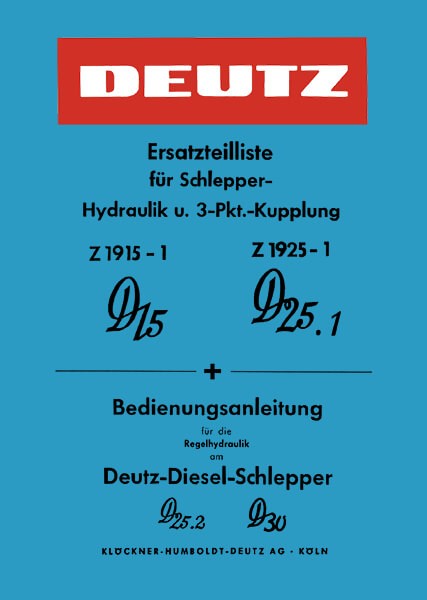 Deutz Schlepper-Hydraulik Ersatzteilkatalog