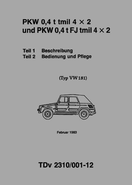 VW 181 Bundeswehr-Kübelwagen Betriebsanleitung