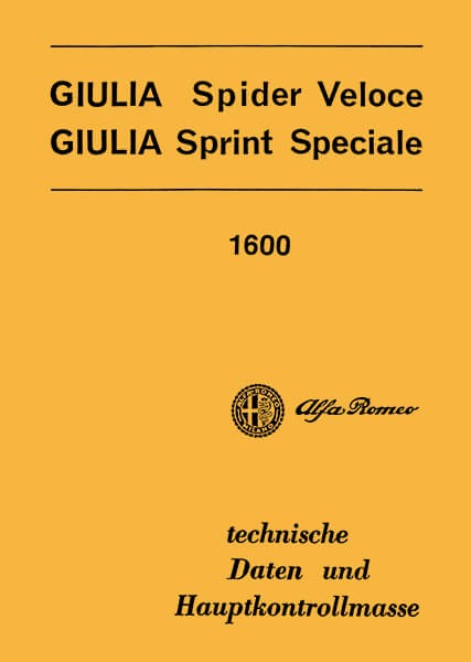 Alfa Romeo Giulia Spider Veloce / Sprint Speciale 1600 ccm Reparaturhilfe