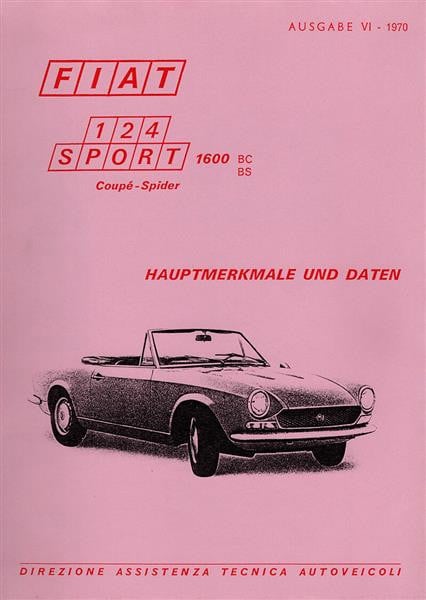 Fiat 124 Sport Spider Coupé 1600 BC 1 BS 1 Hauptmerkmale und Daten