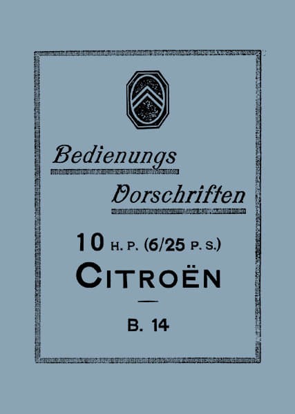 Citroen 10 H.P B. 14 Betriebsanleitung