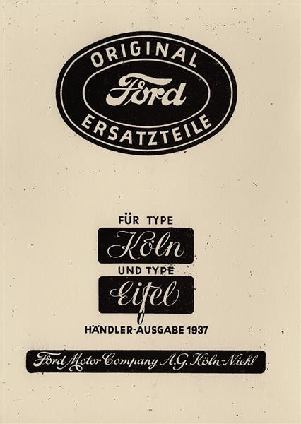 Ford Typen Eifel und Köln Ersatzteilkatalog