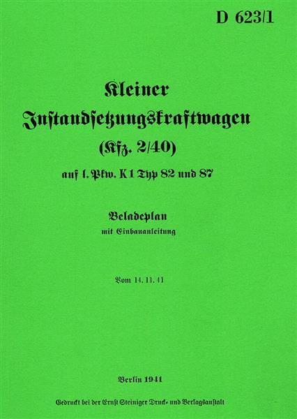 VW Kleiner Instandsetzungskraftwagen Kfz 2/40 Betriebs- und Reparaturanleitung