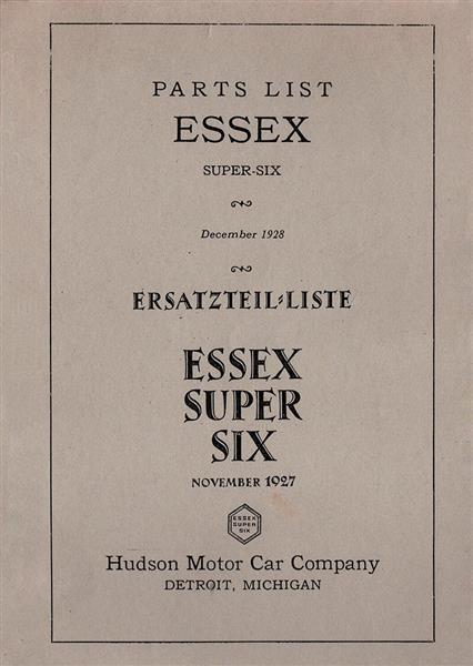 Hudson Essex Super-Six Ersatzteilkatalog