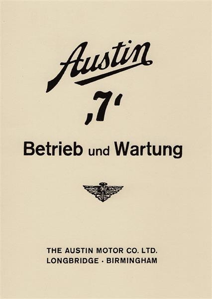 Austin Seven Limousine und Cabriolet Betriebsanleitung