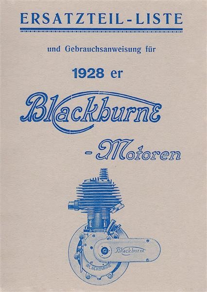 Blackburne - Modelle 1928, Betriebsanleitung und Ersatzteilkatalog