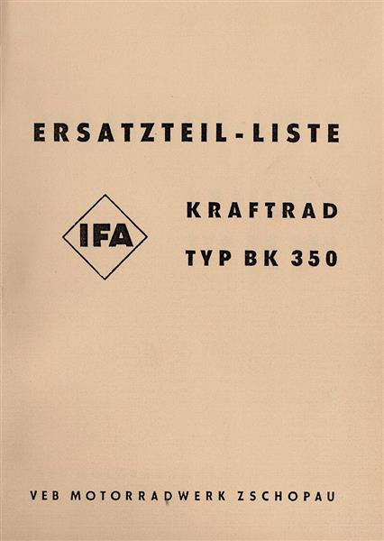 IFA BK 350 Ersatzteilkatalog