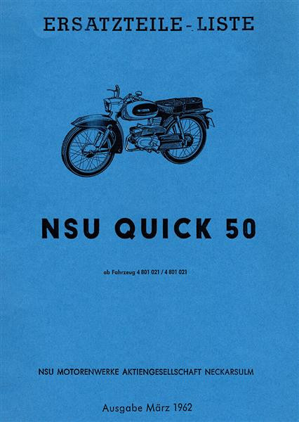 NSU Quick 50 Ersatzteilkatalog