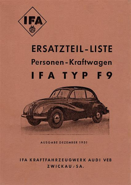 IFA F9 Ersatzteilkatalog