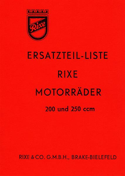 Rixe 200 und 250 ccm, Ersatzteilkatalog