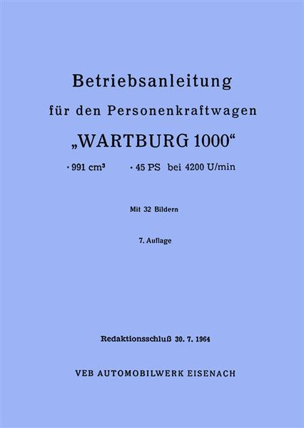 Wartburg 1000 Betriebsanleitung