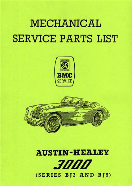 Austin 3000 MK II/ III Roadster Serie BJ 7/ BJ 8 Ersatzteilkatalog