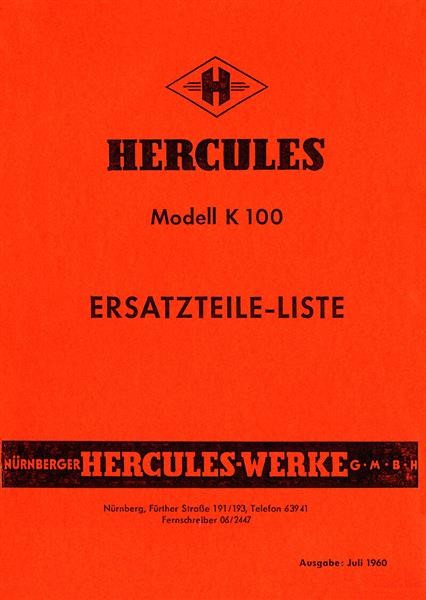 Hercules K100 Ersatzteilliste