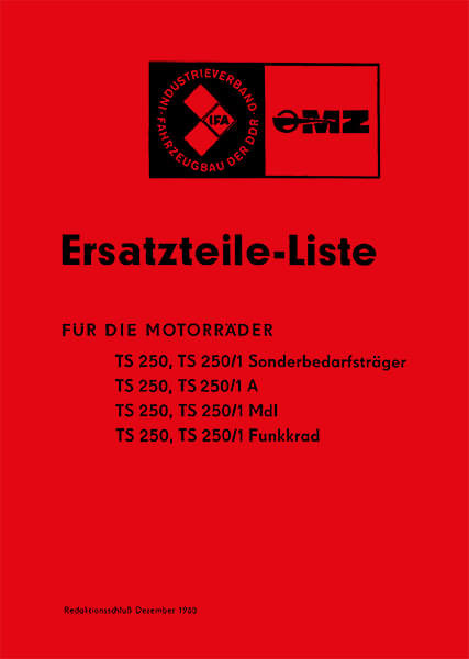 MZ TS250 Ersatzteilkatalog