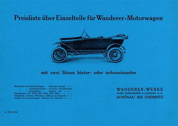 Wanderer 4-Zylinder 1915 Ersatzteilkatalog