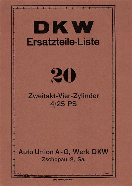 DKW Typ 4/25 PS Ersatzteilkatalog