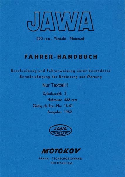 Fahrer Handbuch Jawa 500ccm Viertakt Motorrad