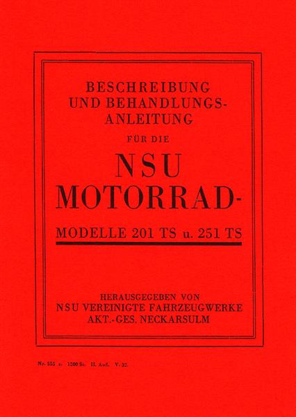 NSU 201TS und 251TS Betriebsanleitung