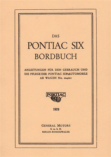 Pontiac SIX Boardbuch