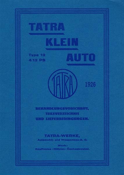 Tatra Typ 12 Betriebsanleitung und Ersatzteilkatalog