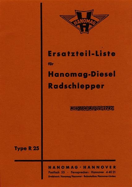 Hanomag R 25 Diesel-Radschlepper Ersatzteilkatalog