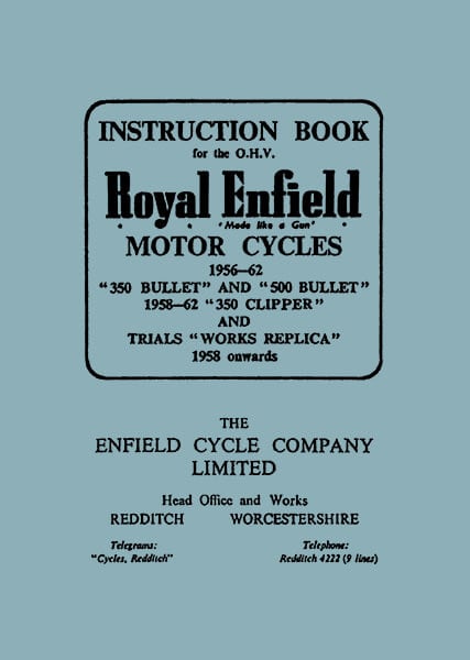 Royal Enfield 350 & 500 Bullet Instruction Book