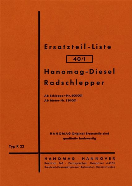 Hanomag Radschlepper R22 Ersatzteilkatalog