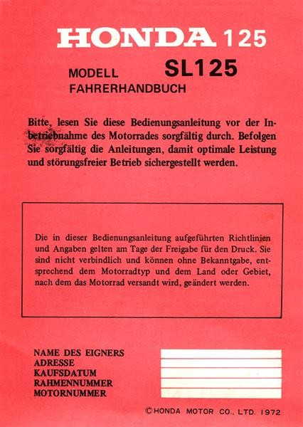 Honda SL125 Fahrerhandbuch
