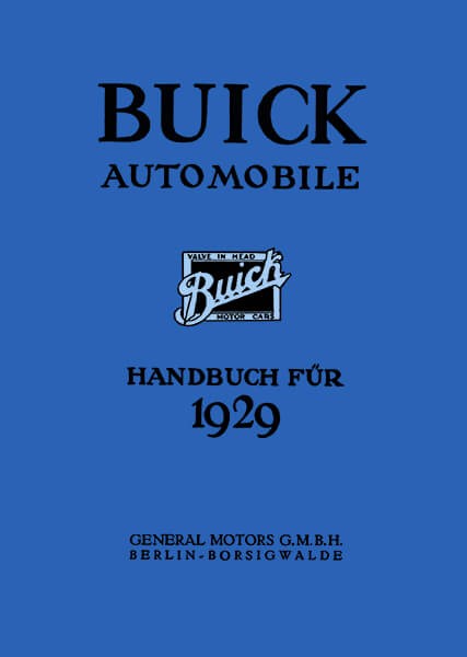 Buick Automobile 1929 Bedienungsanleitung