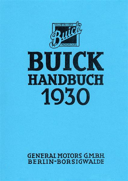 Buick Automobile 1930 Bedienungsanleitung