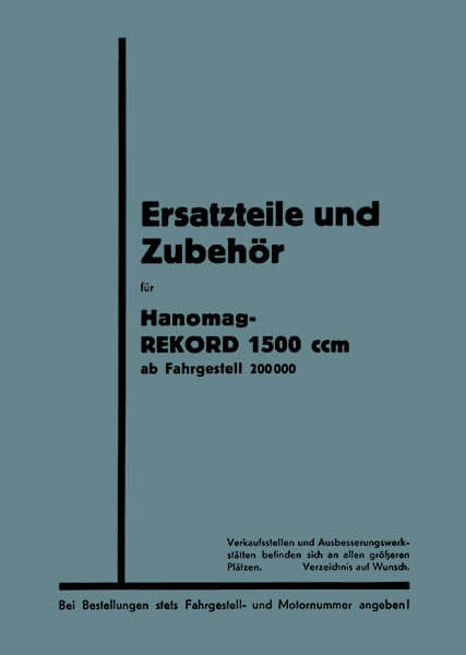 Hanomag Rekord 1500 Ersatztteilkatalog