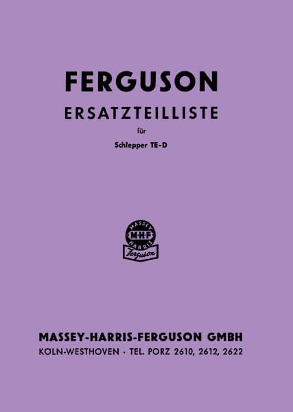 Massey-Ferguson TE-D mit Vergasermotor Ersatzteilkatalog