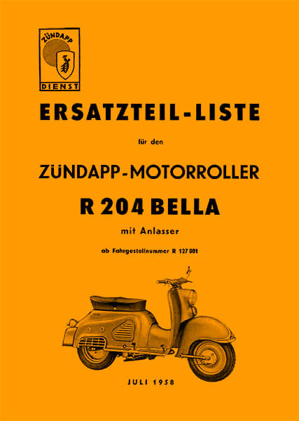 Zündapp Bella R204 Ersatzteilkatalog