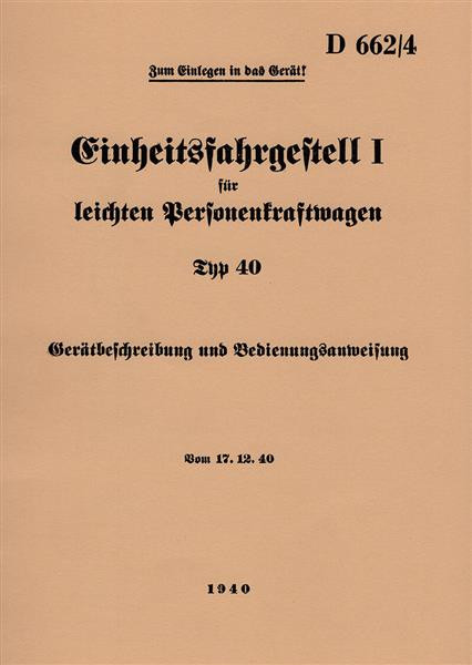 Stoewer Einheitsfahrgestell I Typ 40 Betriebsanleitung