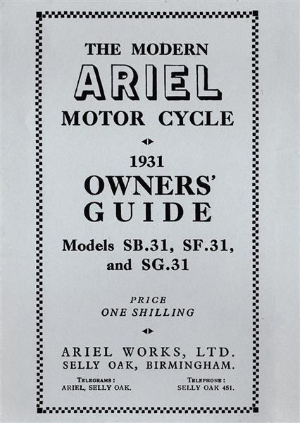 Ariel SB31 / SF31 / SG31 Owner's Guide