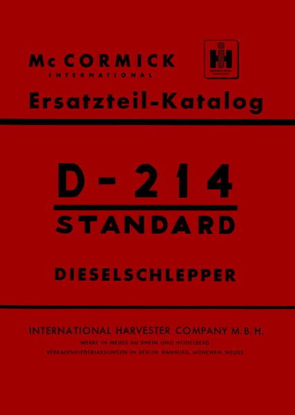 IHC International Harvester Standard D-214 Ersatzteilkatalog