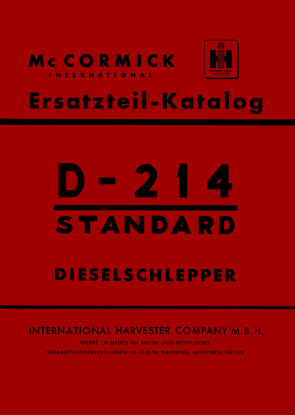 IHC International Harvester Standard D-214 Ersatzteilkatalog