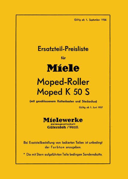 Miele Moped K50S Ersatzteilkatalog