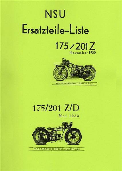 NSU Ersatzteilliste 175/201 Z und 175/201 Z/D